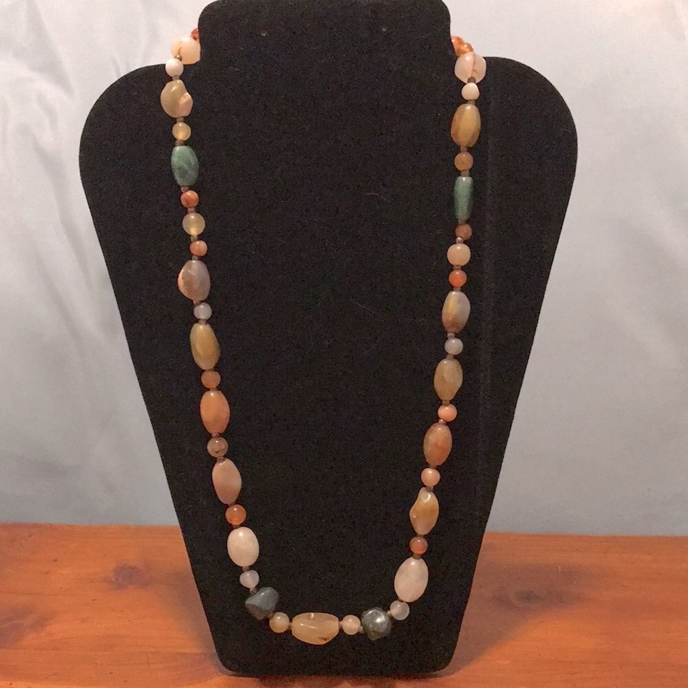 ✅CLEARANCE- Handcrafted Multicolor Polished Stone Necklace - Picture 1 of 8